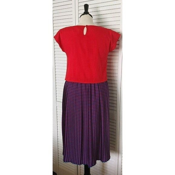 NWT Little Marc Jacobs Red and Purple Crepe Medi Dress Beaded Flowers Size 12+ - Picture 6 of 10